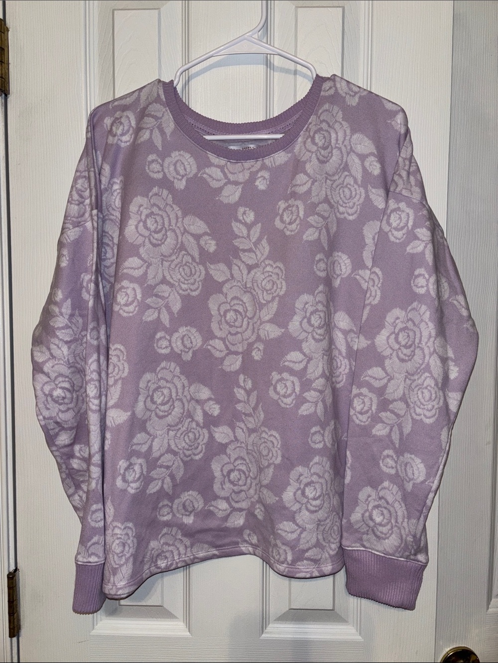 Lauren Conrad Floral Crewneck Sweater Lavender Purple